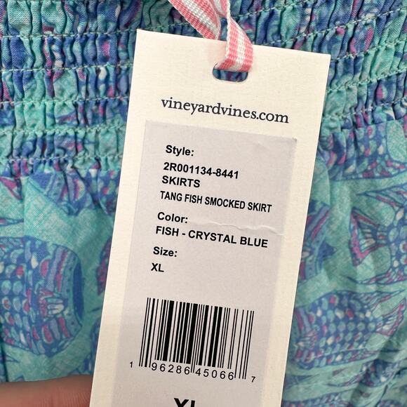 VINEYARD VINES NWT Tang Fish Smocked Skirt in Crystal Blue // XL - Picture 7 of 11